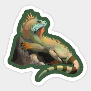 Green tropical iguana Sticker